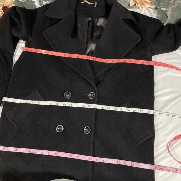NEW Trina Turk [ 14‎ ] Wool Blend Double Breasted Pea Coat in BLACK - Picture 15 of 16